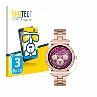 Abbildung von BROTECT Schutzglas für Michael Kors Access Sofie (3 Stück) Schutzfolie Panzer Folie Glas [Extrem Kratzfest 9H, Anti Fingerprint, Ultra Transparent]