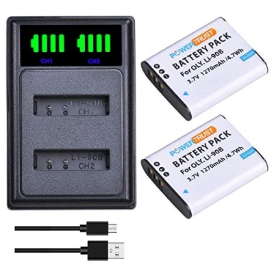 Abbildung von PowerTrust 2Pcs Li 90B 92B DB 110 Akku und Ladegerät für Olympus Tough TG 6, 5, 4, 3, 2, 1 iHS, SH 1, XZ SP 100EE, Ricoh GR III, WG 6