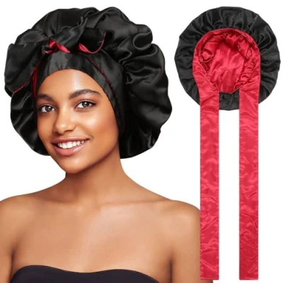 Abbildung von Coubeau Satin Schlafhaube Seide zum Nacht Haarhaube für die Damen Seiden Frauen Seidenhaube Schlafen Bonnet Sleep Cap