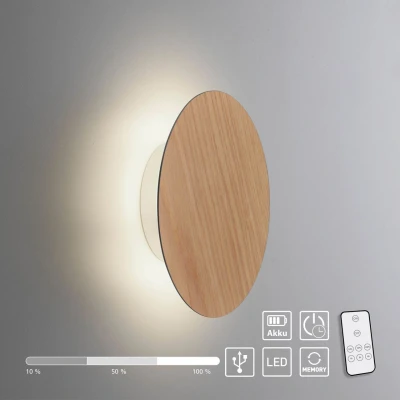 Abbildung von Paul Neuhaus LED Wandleuchte AKKU PUNTUA, Akkubetrieb, Klettverschluss, Holz natur