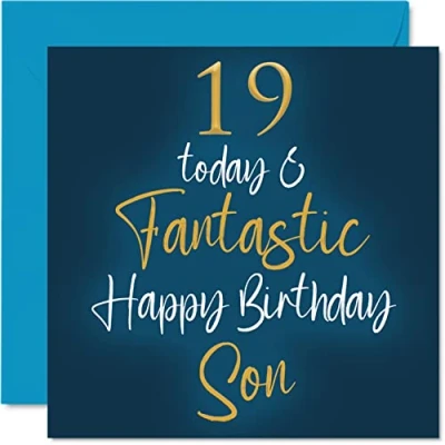 Abbildung von Fantastische Geburtstagskarte zum 19. Geburtstag für den Sohn Heute Fantastic Karte von Mama oder Papa Geburtstagsgeschenke 145 mm Geburtstagsgrußkarten Geschenk