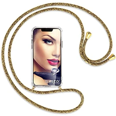 Abbildung von mtb more energy® Handykette kompatibel mit Motorola Moto G Pro (6.4&#039;&#039;) Natural/Gold Befestigung Oben Smartphone Hülle zum Umhängen Anti Shock Full TPU Case