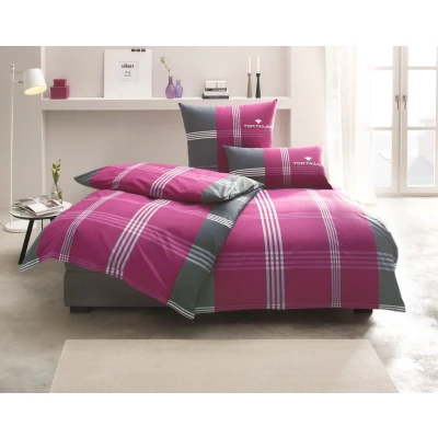 Abbildung von TOM TAILOR Bettwäsche &quot;Ole&quot; in Renforcé und Biber (Flanell) Qualität, aus 100% Baumwolle, Bett Kopfkissenbezug mit Reißverschluss, Set unterstützt die Initiative Cotton Made Africa, Green zertifiziert