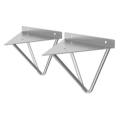 Abbildung von ML Design 2 Stück Regalhalterung 160 mm, Grau, aus Metall, Dreieckige Regalhalterungen, Schwebe Regalwinkel, Haarnadel Wandhalterung, Prisma Regalträger Wandmontage, Hairpin Wandregal Wandkonsole