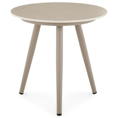 Abbildung von IDIMEX Beistelltisch Rosalia, Champagner Kleiner Tisch mit runder Tischplatte aus Sinterstein und Gestell Aluminium, robust &amp; wetterfest, In Outdoor