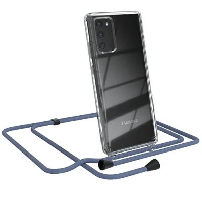 Abbildung von EAZY CASE Handykette kompatibel mit Samsung Galaxy Note 20 / 5G Handyhülle Umhängeband, Handykordel Schutzhülle, Silikonhülle, Hülle, Stylische Kette, EIS Blau Clips Schwarz