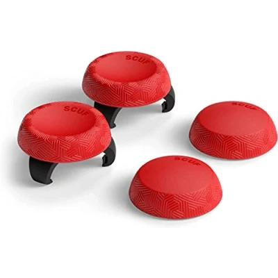 Abbildung von SCUF Daumenstiel Griffe 4er Pack Mit 2 Sockeln Tactic Joystick Daumengriffe für Xbox One and Series XS, PS4, PS5, Nintendo Switch Pro Controller Rot