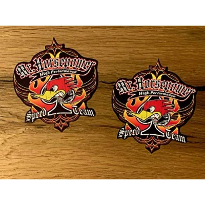 Abbildung von 24/7stickers #863 / 2X Vintage Aufkleber 9x8cm Horsepower Speed Team Sticker Oldschool Retro Kult Rar Oldtimer USA Hotrod V8