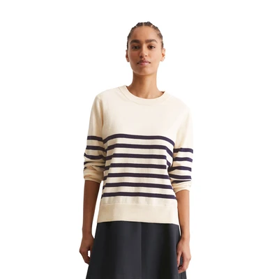 Abbildung von Marc O&#039;Polo Denim Longsleeve CREW NECK Strickpullover, Damen, Größe: Large, Offwhite
