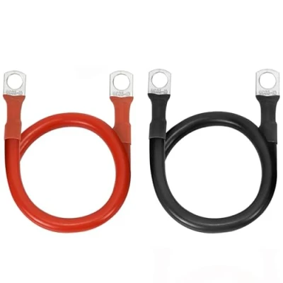 Abbildung von Lunpog Batteriekabel, Starthilfekabel Auto Batterie Kabel Rot Schwarz Kupferkabel Ringklemmen Kupferdraht für KFZ LKW Motorrad Solar Wohnmobil Marine Massekabel（2 Stück）