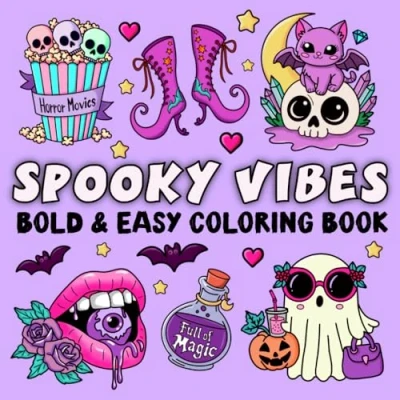 Abbildung von Spooky Vibes: Bold &amp; Easy Coloring Book for Adults and Teens with Cute Halloween Themed Pictures Relaxation Stress Relief (Bold Books)