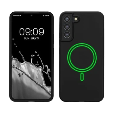 Abbildung von kwmobile Hülle kompatibel mit Samsung Galaxy S22 Plus magnetisches Silikon Case MagSafe Cover gummiert Schwarz