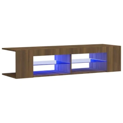 Abbildung von vidaXL TV Schrank mit LED Leuchten Lowboard Möbel Tisch Board Sideboard Fernsehschrank Fernsehtisch HiFi Braun Eiche 135x39x30cm