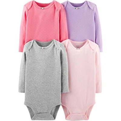 Abbildung von Simple Joys by Carter&#039;s Baby Mädchen 4 Pack Soft Pointelle Long Sleeve Bodysuits Body, Rosa/Purpur/Grau, Frühchen (4er Pack)