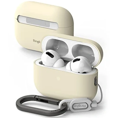 Abbildung von Ringke Silicone Case Kompatibel mit AirPods Pro 2 Hülle Weiches Leicht Silikon Schutzhülle für 2. Generation Cream