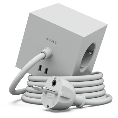 Abbildung von Avolt Steckdosenleiste Wurfel USB C Die Weltweit Ersten Designer Steckdosenleisten 3 Steckdosen und 2 Anschlusse Magnetischer Fuß Haftet Fast Uberall (Schwarz) (Grau, 3m)