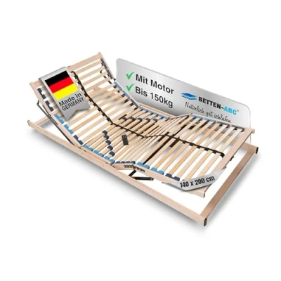 Abbildung von Betten ABC Max1 Lattenrost, mit 28 Leisten und Mittelzonenverstellung, für alle Matratzen geeignet, Made in Germany, TÜV SÜD GS geprüft, Motor Fertig montiert, Größe: 140 x 200 cm