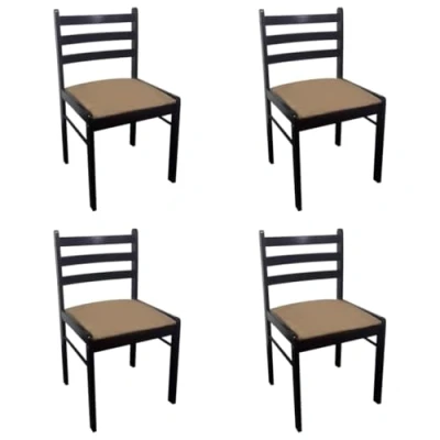 Abbildung von vidaXL Esszimmerstühle 4 STK., Esszimmerstuhl mit Rückenlehne, Essstuhl Küchenstuhl Holzrahmen, Stuhl für Esszimmer Küche, Braun Gummibaum Massivholz Samt