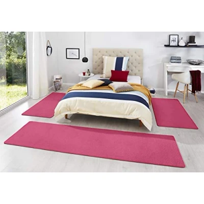 Abbildung von HANSE Home Bettumrandung &quot;Fancy&quot;, (3 tlg.), Bettvorleger, 3 teiliger Läufer Set, Unifarben, Kurzflor, Bettläufer