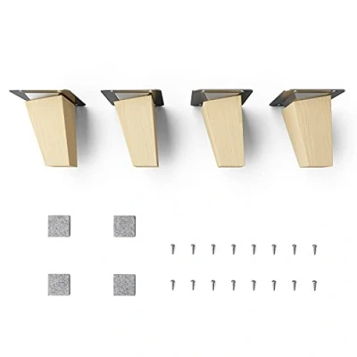 Abbildung von sossai® Möbelfuß Holzfüße Eckig schräge Ausführung Naturbelassen, (4 St), 8cm 45cm