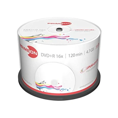 Abbildung von Primeon DVD+R 4.7GB/120Min/16x Cakebox, photo on disc, Inkjet Full Size Printable Surface (50 Disc) weiß, 2761226