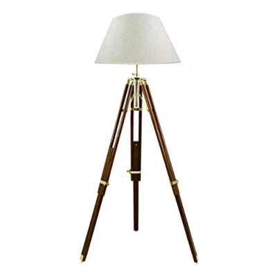 Abbildung von linoows Große Tripod Stehlampe, Stehleuchte, Stativlampe, Dreibein Lampe, Jute Schirm