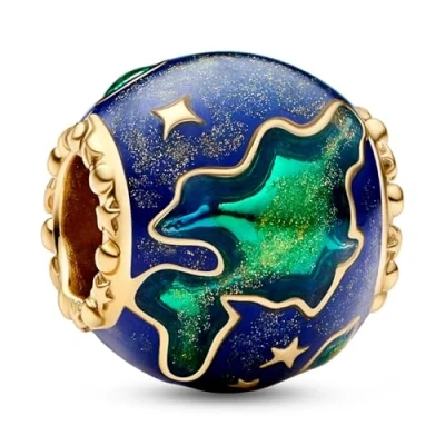 Abbildung von Pandora 762431C01 Charm Planet Erde Goldfarben