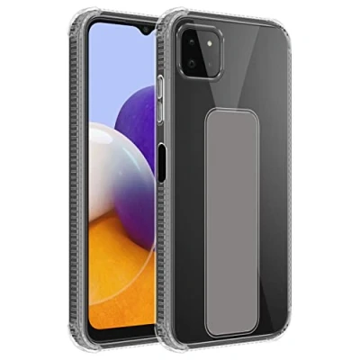 Abbildung von Cadorabo Hülle kompatibel mit Samsung Galaxy A22 5G Schutzhülle TPU Silikon Case Standfunktion Design Kameraschutz Slim Kratzfest Weiche Gummi Rundumschutz für in Grau