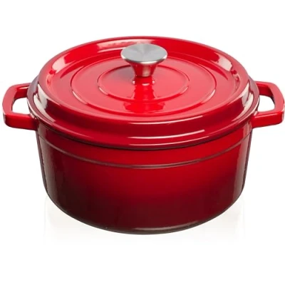 Abbildung von Cast iron pot Grand Feu, minimalist design Casserole with lid, 4.7l, red color.