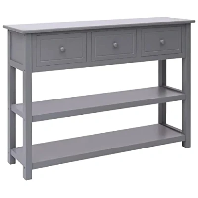 Abbildung von vidaXL Sideboard 3 Schubladen Kommode Anrichte Schrank Beistellschrank Konsolentisch Flurschrank Grau 108x30x76 cm Massivholz Paulownia