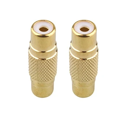 Abbildung von Futheda 2 Stück RCA Audio Video Adapter Verbindungsstück/Cinch Kupplung Buchse weiblich auf Cinch weiblich/vergoldet Metallausführung