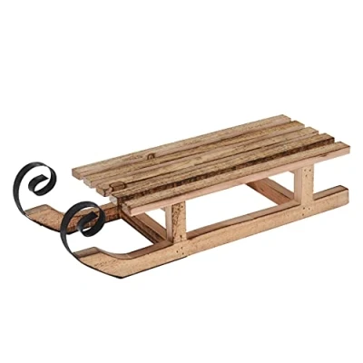 Abbildung von Spetebo Dekoobjekt Deko Holz Schlitten geflammt 40 cm mit Metallk (Stück, 1 St., Schlitten), Weihnachts Tischdeko aus geflammten Kiefernholz
