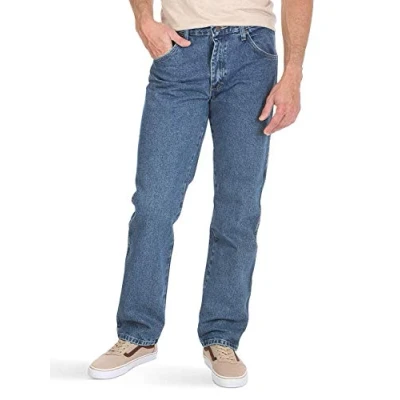 Abbildung von Wrangler Authentics Herren Klassische Baumwolljeans mit 5 Taschen, Normale Passform Jeans, Stonewash Dark, 34W / 31L