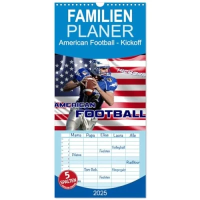 Abbildung von Familienplaner 2025 American Football Kickoff mit 5 Spalten (Wandkalender, 21 cm x 45 cm), CALVENDO
