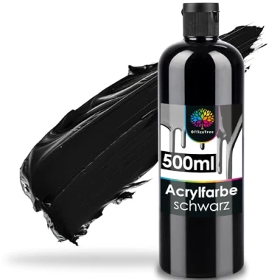 Abbildung von OfficeTree Kreativset Acrylfarbe 500ml schwarz, (1er Set), Schwarze Ideal zum Mischen
