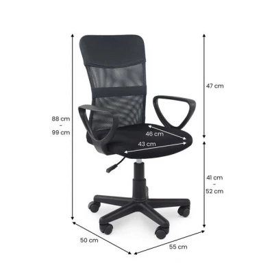 Abbildung von IDIMEX Bürodrehstuhl Jogo höhenverstellbar, schwarz/grau ergonomischer Schreibtischstuhl mit Armlehnen, Drehstuhl atmungsaktivem Mesh Stoffbezug, Stuhl für Büro und Home Office