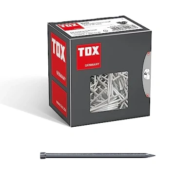 Abbildung von TOX Drahtstifte Nails 2,5x55 mm mit Stauchkopf für beinahe unsichtbare Befestigungen in Holz, universelle Einsatzmöglichkeit im Innen und Außenbereich, blanker Stahl, 400 g Karton, 063100207
