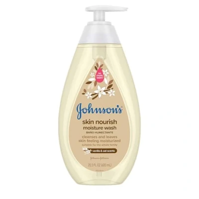 Abbildung von Johnson&#039;s Skin Nourishing Moisture Baby Body Wash with Vanilla &amp; Oat Scents, Hypoallergenic Tear Free Bath Wash, Paraben , Dye Sulfate Phthalate Free, 20.3 fl. oz