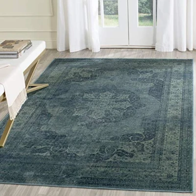 Abbildung von SAFAVIEH Traditionell Teppich für Wohnzimmer, Esszimmer, Schlafzimmer Vintage Collection, Kurzer Flor, Blau und Multi, 201 X 279 cm