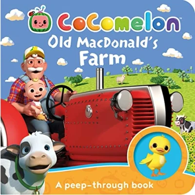 Abbildung von Official Cocomelon: Old MacDonald’s Farm: A peep through book: Learn fun animal sounds with JJ and Grandpa in this interactive illustrated board book for kids aged 1, 2, 3 4 years