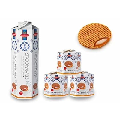Abbildung von Daelmans Karamell Stroopwafels in luxuriöse Geschenkdose Enthält 3 Hexa Dosen