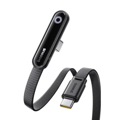 Abbildung von Baseus USB C Kabel mit 90 Ellbogen, 100 W Typ auf E Sport Schnellladekabel Ringatmosphärenlicht, 480mbps, Geflochtener Drahtkabel für iPhone16/16Pro/16Pro Max/15, Samsung S24U, Macbook, 1m