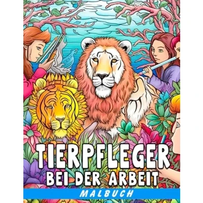 Abbildung von Tierpfleger bei der Arbeit: Entdecke die harte Arbeit und Hingabe Tierpflege Malbuch für Kinder im Alter von 8 12 Jahren