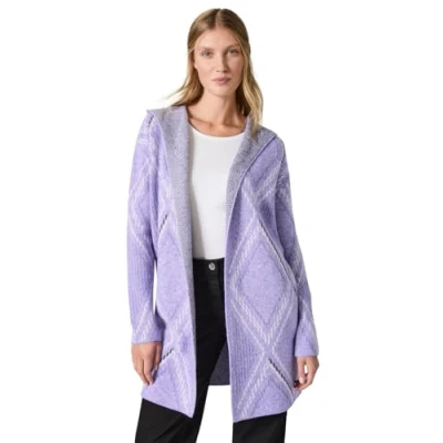 Abbildung von Cecil Offener MIT Kapuze Strickjacke, Damen, Größe: XXL, Lila