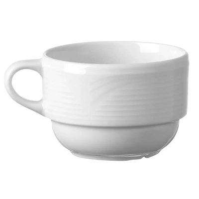 Abbildung von HENDI Cappucchinotasse 230 ml Saturn Ø 8,7 cm Porzellan weiß stapelbar, Hotel Gastro Cappuccinotassen