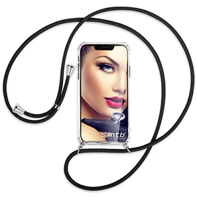 Abbildung von mtb more energy® Handykette kompatibel mit Samsung Galaxy A05s (SM A057) schwarz Smartphone Hülle zum Umhängen Anti Shock Full TPU Case