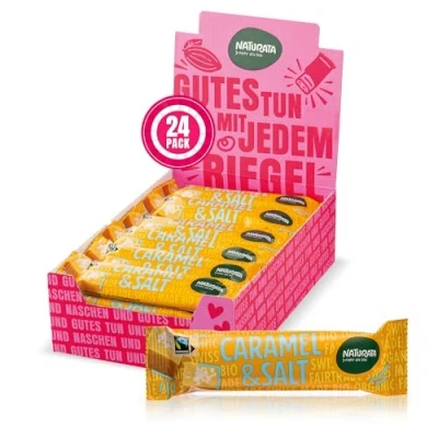 Abbildung von Naturata Bio Caramel &amp; Salt Schoko Riegel 24 x 33g 100% Fairtrade Qualität Hergestellt in der Schweiz im Vorratspack