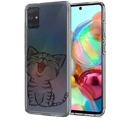 Abbildung von Verco Handyhülle für Samsung A41 Case, Premium Muster Handy Cover Galaxy Hülle weiches Flexibles TPU Katze Motiv