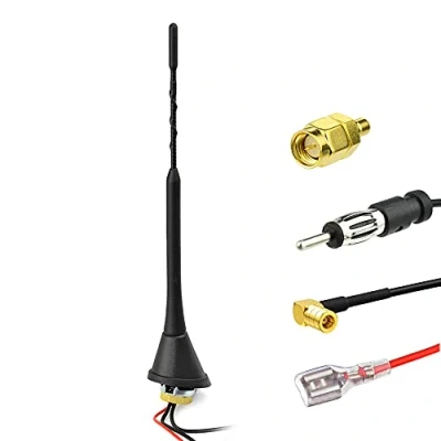 Abbildung von Eightwood DAB Antenne Autoantenne Splitter Verstärker SMB auf DIN Anschluss Universal Dach 5M 16.4ft Kabel für FM Radio Autoradio Pioneer Alpine MEHRWEG