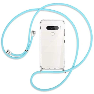 Abbildung von mtb more energy® Handykette kompatibel mit LG G8S ThinQ (LM G810, 6.21&#039;&#039;) Himmelblau Smartphone Hülle zum Umhängen Anti Shock Full TPU Case